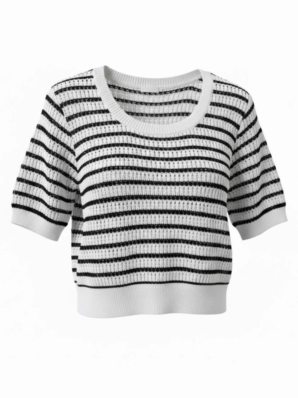 ASOS Black and White Striped Short Sleeve Knit Crop Top